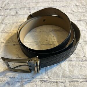 AVANTI VINTAGE ITALY MADE BLACK CROC LEATHER SILVER HARDWARE MENS BELT SIZE 40